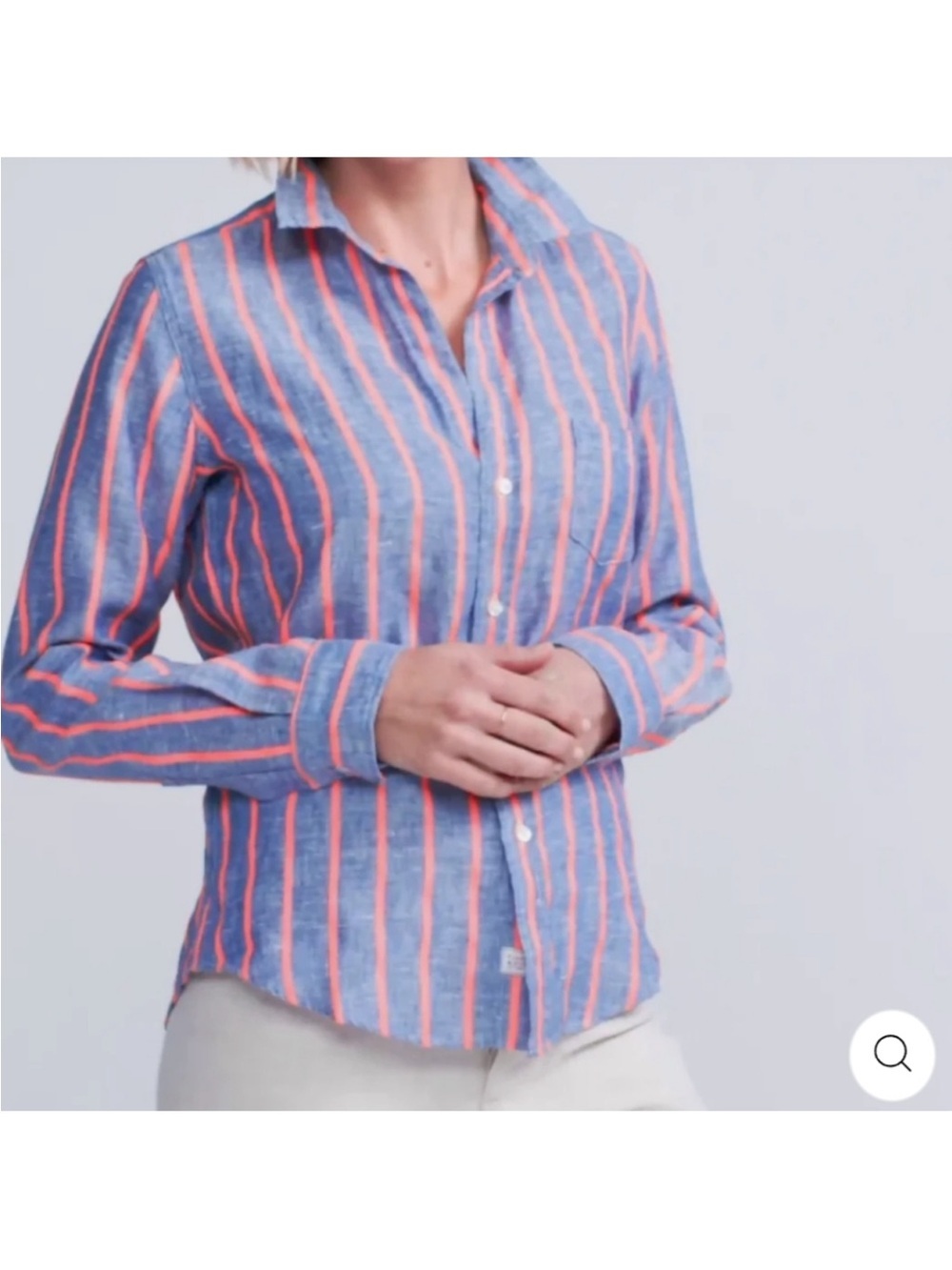 Frank & Eileen | Chambray Linen
Neon Pink Stripe Barry Shirt sz XL - Picture 2 of 12